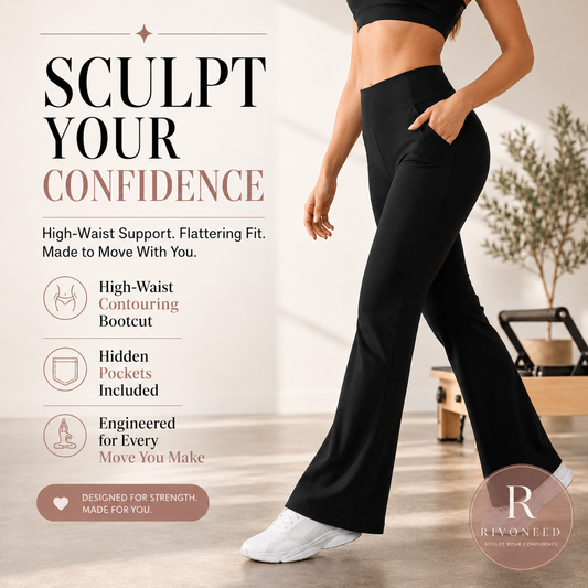 ✨ Pantaloni de antrenament elastici pentru femei, cu croi evazat – Pantaloni de yoga cu talie înaltă și efect de modelare a abdomenului