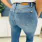 Pantaloni din denim cu control pentru burtă și croială bootcut