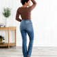 Pantaloni din denim cu control pentru burtă și croială bootcut