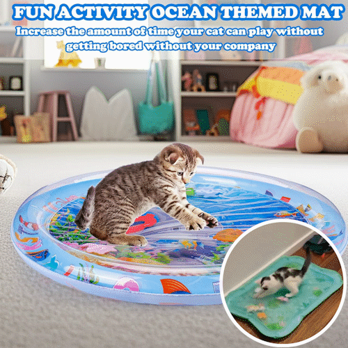 🐱 Oferă-le pisicilor de interior o experiență distractivă – 50% REDUCERE ✨ Covoraș senzorial cu apă pentru animale de companie – Pentru vânătoare distractivă și răcorire! 🐟