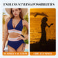 ⛱️ S-4XL 🌺 Seturi de bikini color block cu talie înaltă pentru modelarea burticii 🌈👙