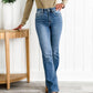 Pantaloni din denim cu control pentru burtă și croială bootcut