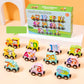🧩Puzzle magnetic cu numere și litere, cu mașinuță din lemn