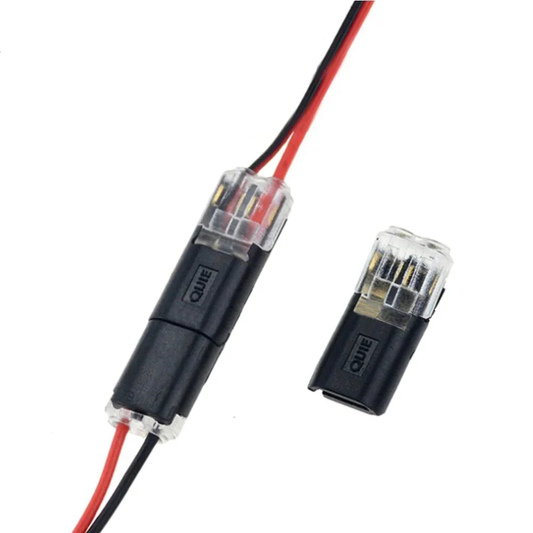 Conector cu două fire, cu sistem de fixare