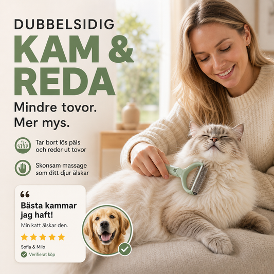 🐕 Perie dublă pentru blana animalelor de companie – Îndepărtează smocurile și părul căzut | ECONOMISIȚI astăzi 50 %! ✨