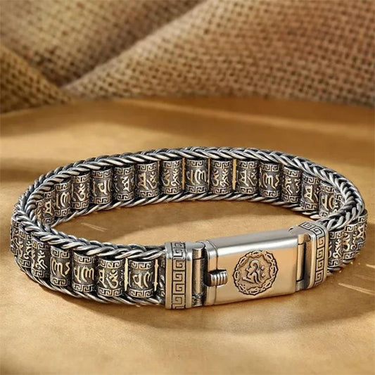 ⏰Brățară tibetană cu roată de rugăciune – Argint sterling 925, talisman norocos și cadou de Ziua Îndrăgostiților⛓️