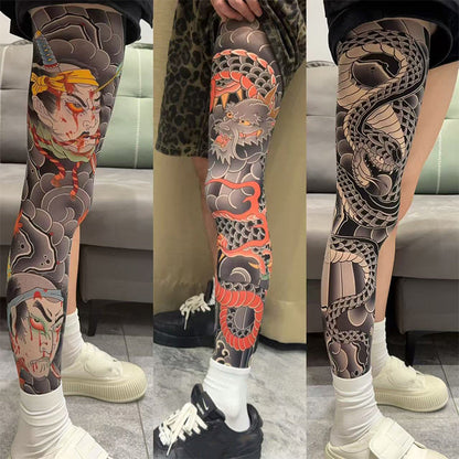 🔥O experiență palpitantă, fără riscuri🔥Manșon elastic pentru picior cu imprimeu de tatuaj