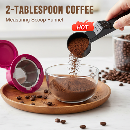 🔥 Pâlnie cu lingură de măsurare pentru 2 linguri de cafea