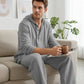 Set casual pentru bărbați – Hanorac și pantaloni din in, perfect pentru uzul zilnic 🏠