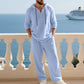 Set casual pentru bărbați – Hanorac și pantaloni din in, perfect pentru uzul zilnic 🏠