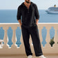 Set casual pentru bărbați – Hanorac și pantaloni din in, perfect pentru uzul zilnic 🏠