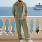 Set casual pentru bărbați – Hanorac și pantaloni din in, perfect pentru uzul zilnic 🏠