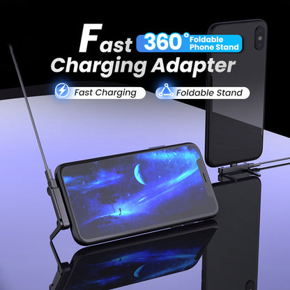 🔋 Adaptor de încărcare rapidă cu suport pentru telefon rotativ la 360° – Mâini libere, compatibilitate universală și design compact 📱⚡✨