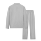✨ Set de hanorac și pantaloni pentru bărbați – tricot tip waffle, fermoar pe un sfert, croială lejeră, ținută de casă ✨