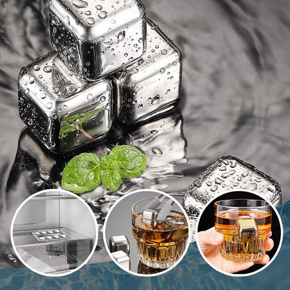 Set de 6 bucăți / 8 bucăți de forme pentru cuburi de gheață din oțel inoxidabil