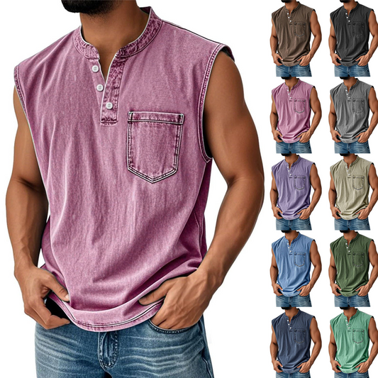 🎉 REDUCERE DE 50% PENTRU O PERIOADĂ LIMITATĂ! 💞 Tricou fără mâneci în stil retro, cu trei nasturi – stil vintage și croială modernă, peste 44.000 de bucăți vândute! 💪