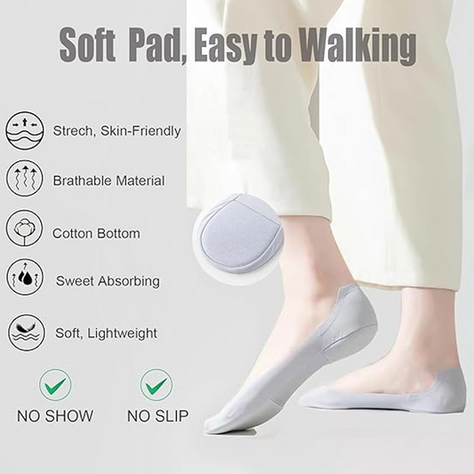 Șosete scurte respirabile pentru femei – 5 perechi, invizibile, antiderapante și amortizate 🧦👟