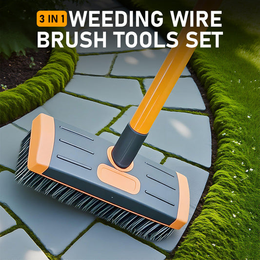 🌿50% REDUCERE ACUM!🧹 Set de 3 perii metalice multifuncționale pentru îndepărtarea buruienilor – Perii rezistente din oțel, mâner ergonomic, ideale pentru terase, alei de acces și cărări de grădină