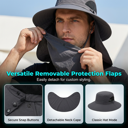 👒☀️ Pălărie de soare cu boruri largi și pelerină de protecție pentru ceafă – respirabilă, cu protecție UV 🏕️ perfectă pentru grădinărit, plajă, pescuit, golf, drumeții și zilele toride de vară 💚