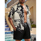 ✨Ofertă specială de vară: 50% REDUCERE!🌴Set din 2 piese compus din cămașă hawaiană și pantaloni scurți pentru bărbați👕