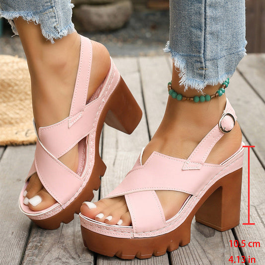 👡 REDUCERE DE 50% PENTRU O PERIOADĂ LIMITATĂ! ✨ Sandale cu platformă și curele încrucișate pentru femei – toc gros, reglabile, antiderapante