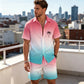 Set din două piese pentru bărbați: cămașă hawaiană și pantaloni scurți