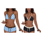 👙Set de bikini cu bretele în stil halter cu buline – stil retro, material elastic, slip tip boxeri 🌊