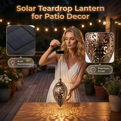 Solar Powered Teardrop Lantern for Garden Decor