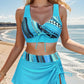 🏖️👙 Costum de baie din trei piese pentru femei, cu imprimeu  🌺💕