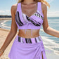 🏖️👙 Costum de baie din trei piese pentru femei, cu imprimeu  🌺💕