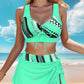 🏖️👙 Costum de baie din trei piese pentru femei, cu imprimeu  🌺💕