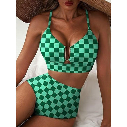 👙Modul „vacanță”: ACTIVAT🌴Set de bikini pentru femei, cu talie înaltă și bretele în formă de U