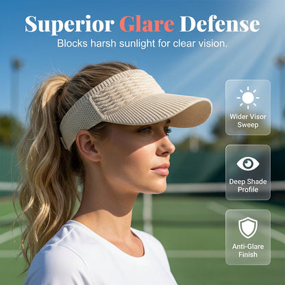 🧢1+1 Gratis☀️ OFERTĂ SPECIALĂ 50%! Șapcă cu vizieră pentru femei din material respirabil – bor larg de 10 cm, protecție anti-UV, 6 culori, greutate redusă de 80 g, potrivită pentru tenis, plajă și sport ✨