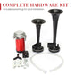 📯 REDUCERE DE 50% PENTRU O PERIOADĂ LIMITATĂ! 🚗 Set universal de claxon pneumatic cu două trompete – 115 dB, 12 V, set complet de instalare 🔊