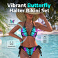 Set de bikini cu bretele tip fluture – imprimeu neon, ajustabil și cu o croială avantajoasă