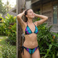 Set de bikini cu bretele tip fluture – imprimeu neon, ajustabil și cu o croială avantajoasă