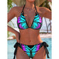 Set de bikini cu bretele tip fluture – imprimeu neon, ajustabil și cu o croială avantajoasă