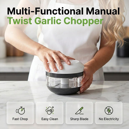🔪Tocător manual multifuncțional de usturoi cu mecanism de răsucire🥕 – Nu necesită curent electric