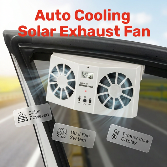 ☀️ Mențineți mașina răcoroasă – Ventilator automat cu panou solar și afișaj de temperatură – Plată la livrare 🚗💨