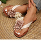 👡 🌸Sandale plate cu flori pentru femei, casual, pentru plajă, șlapi cu degetar☀️