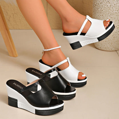 🔥Bestsellerul verii🔥Sandale elegante cu platformă și toc înclinat pentru femei