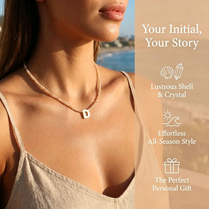 📢📢50% REDUCERE !! ⏰Colier romantic tip choker cu mărgele și inițiale