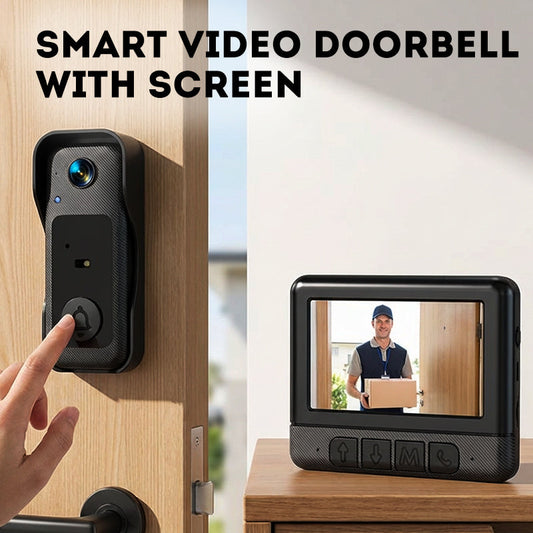 📹 REDUCERE DE 50% ACUM! 🏆 Sonerie video inteligentă fără fir cu ecran – HD 1080p și audio bidirecțional🔔📱