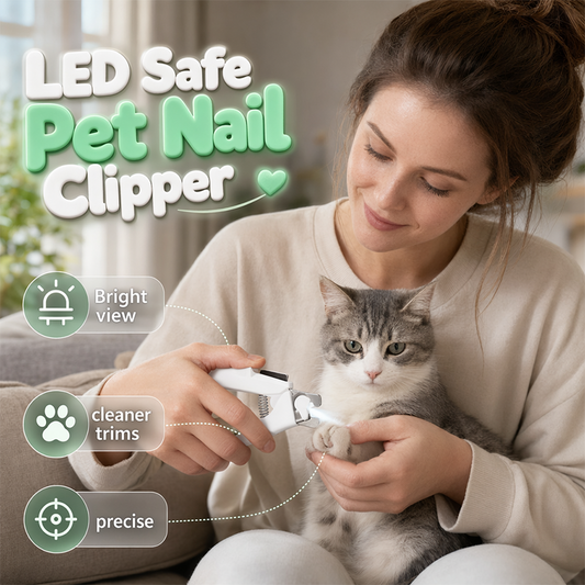 Foarfecă pentru unghiile animalelor de companie, cu lumină LED și lame din oțel inoxidabil