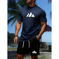 👕 OFERTĂ LIMITATĂ -50%! ✨ Set de tricou cu mâneci scurte și pantaloni scurți cu șnur pentru bărbați – imprimeu geometric, respirabil, versatil 🔥