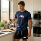 👕 OFERTĂ LIMITATĂ -50%! ✨ Set de tricou cu mâneci scurte și pantaloni scurți cu șnur pentru bărbați – imprimeu geometric, respirabil, versatil 🔥