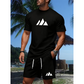 👕 OFERTĂ LIMITATĂ -50%! ✨ Set de tricou cu mâneci scurte și pantaloni scurți cu șnur pentru bărbați – imprimeu geometric, respirabil, versatil 🔥