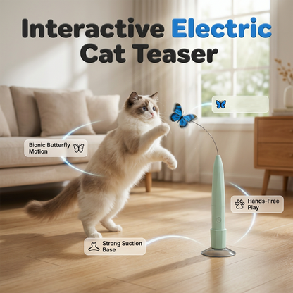 🐱🦋 Jucărie electrică pentru pisici – fluture rotativ, funcție de redare automată, distracție cu ventuze!