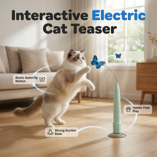 🐱🦋 Jucărie electrică pentru pisici – fluture rotativ, funcție de redare automată, distracție cu ventuze!