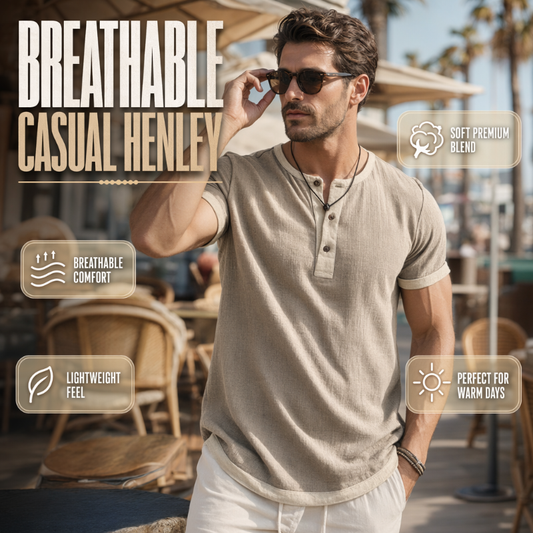 ⌛Ofertă limitată – Tricou Henley pentru bărbați, cu mâneci scurte și material respirabil
